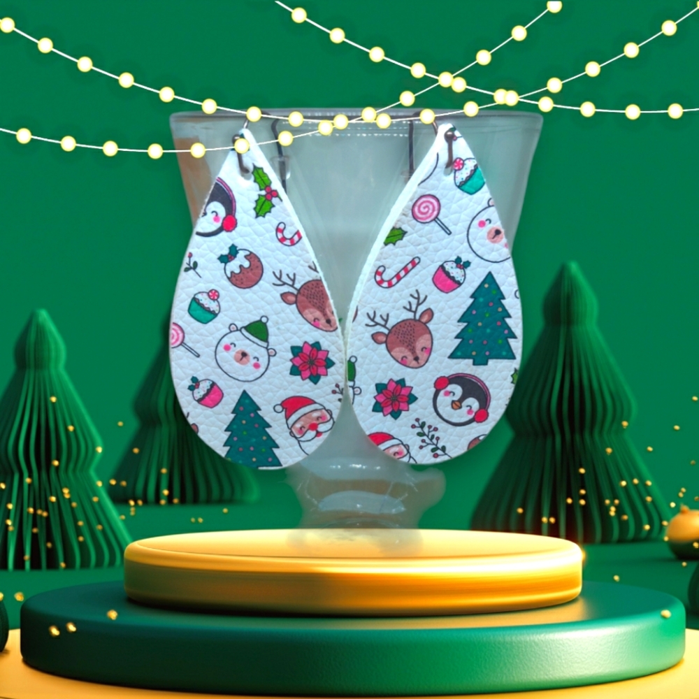 Christmas Faux leather dangle earrings 3/$20